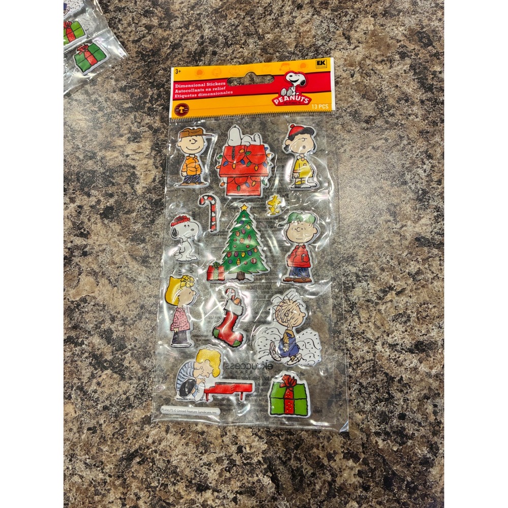 Peanuts Christmas Dimensional Stickers EK Success Snoopy Charlie Brown 13 Pc NEW
